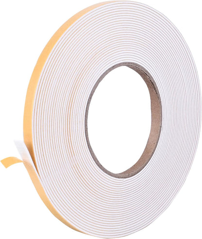 Self Adhesive Foam Tape Weatherstrip 1/2in x 1/4in x 42Ft High Density Foam Insulation Strips Foam Seal Weather Stripping with Strong Adhesive for Door and Window Sound Isolation Soundproofing, White