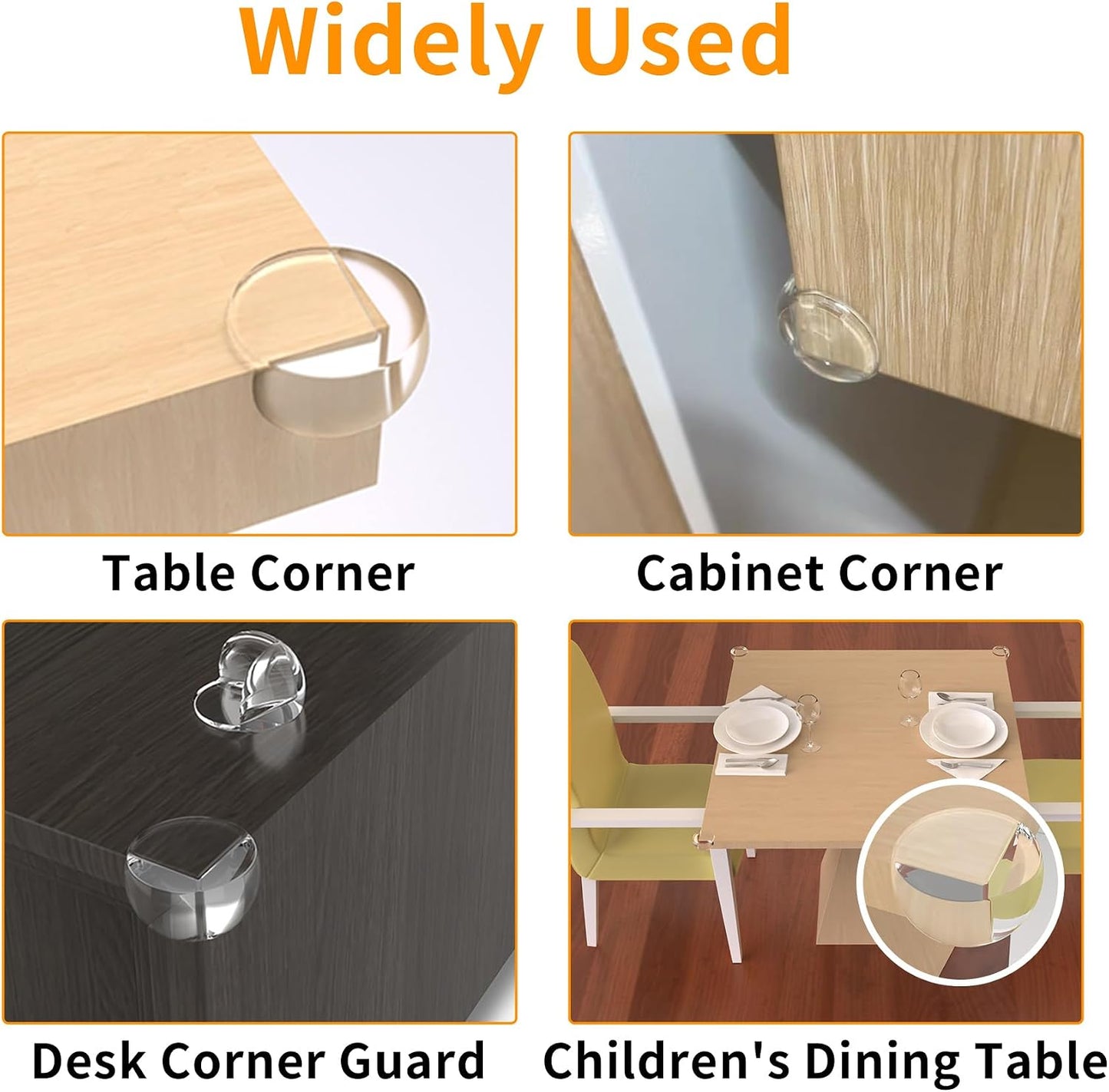 24 Pack Clear Table Corner Guards – Baby Proof Edge Protectors, Heavy Duty Transparent PVC Bumpers for Furniture, Self-Adhesive Corner Covers for Glass, Wood, Marble Countertops