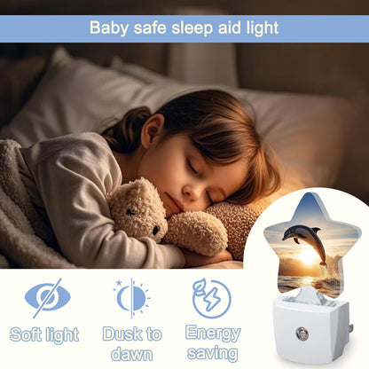 Lavender Butterfly Nightlight,Summer Flowers Star Night Lights Plug into Wall Decorations for Bedroom Bathroom,Dusk to Dawn Sensor Kitchen Hallway Stairs Energy Efficient Desk Lamp