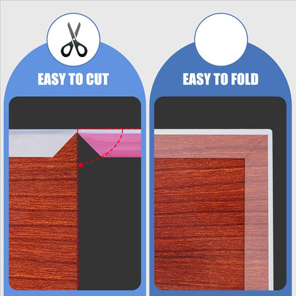 Slimline Cabinet Door Edge Protector, 3/4" Self Adhesive Peel and Stick Rubber Edge Guards, Flexible U Shaped Strips for Kitchen & Garbage Drawer Fronts, Edge Trims for Desks and Shelfves, Black, 10Ft
