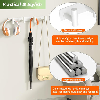 Wall Mounted Coat Rack-3 Hooks, Heavy Duty Stainless Steel Wall Hooks for Towel Coat Bag, Hat Rack Coat Hanger Coat Hooks Towel Racks for Bathroom Entryway Kitchen Office (Silver, 1 Pack)