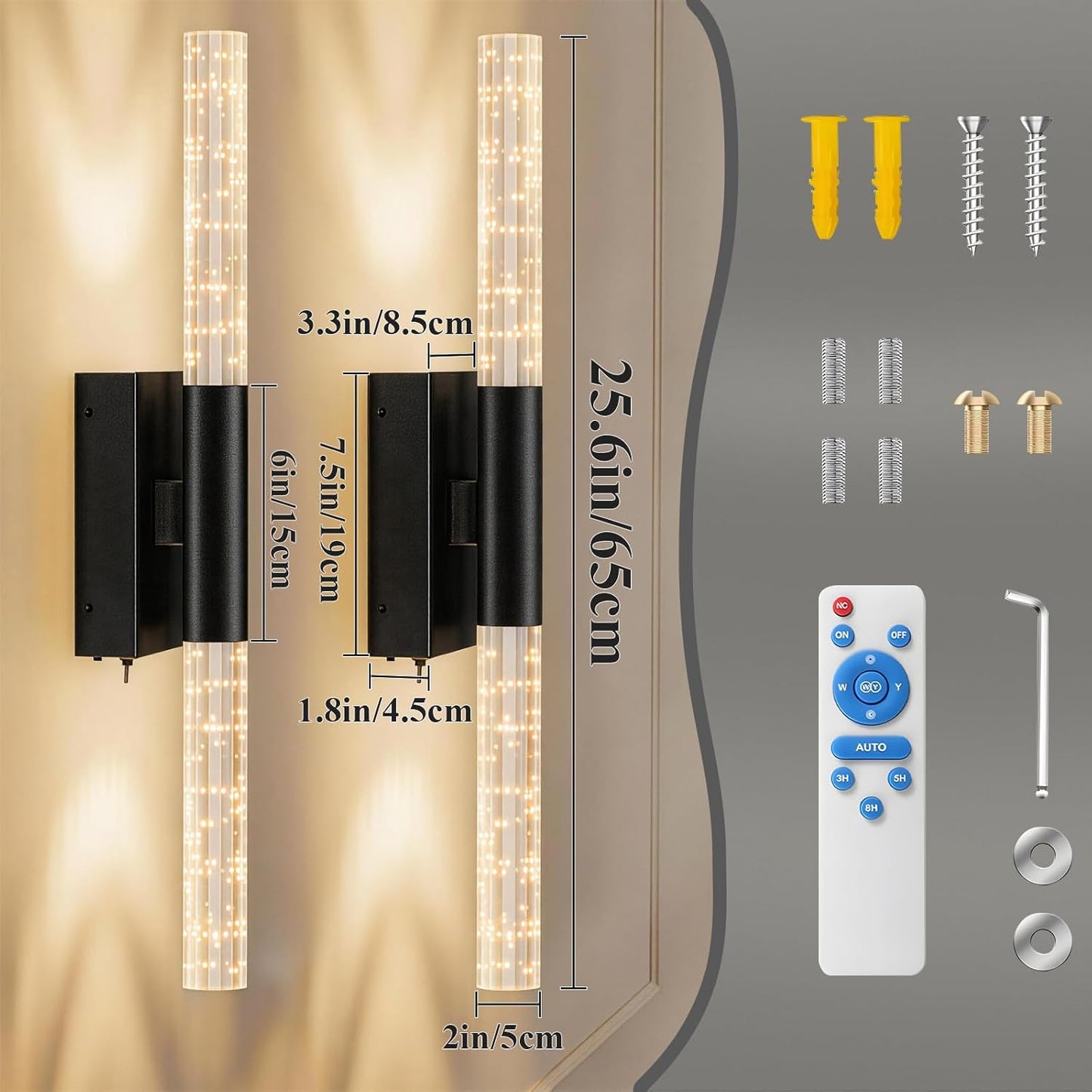 camuucci Battery Operated Wall Sconces Set of 2 Rechargeable Battery Powered Wall Light with 12000mAh Not Hardwired Dimmable Wall Lamp Fixtures for Bedroom Living Room Gold 15.3 Inches