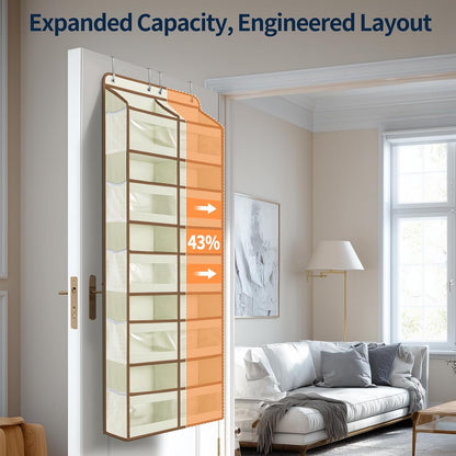 Yecaye 5-Tier Over The Door Organizer Dual-Column, 80lbs Load Over The Door Storage of 10 Compartments, Heavy Duty Door Organizer Hanging for Bedroom Closet Dorm Bathroom Pantry, Grey 1 Pack