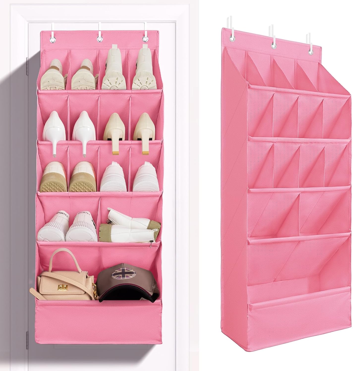 FENTEC 1 Pack Over-the-Door-Shoe-Organizers,Hanging Organizers with Large Pocket Shoe Holder Hanging Shoe Rack for Closet Shoe Organizer for Wall, Over Door Organizer with 15 Pockets Gray