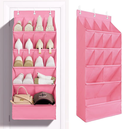 FENTEC 1 Pack Over-the-Door-Shoe-Organizers,Hanging Organizers with Large Pocket Shoe Holder Hanging Shoe Rack for Closet Shoe Organizer for Wall, Over Door Organizer with 15 Pockets Gray