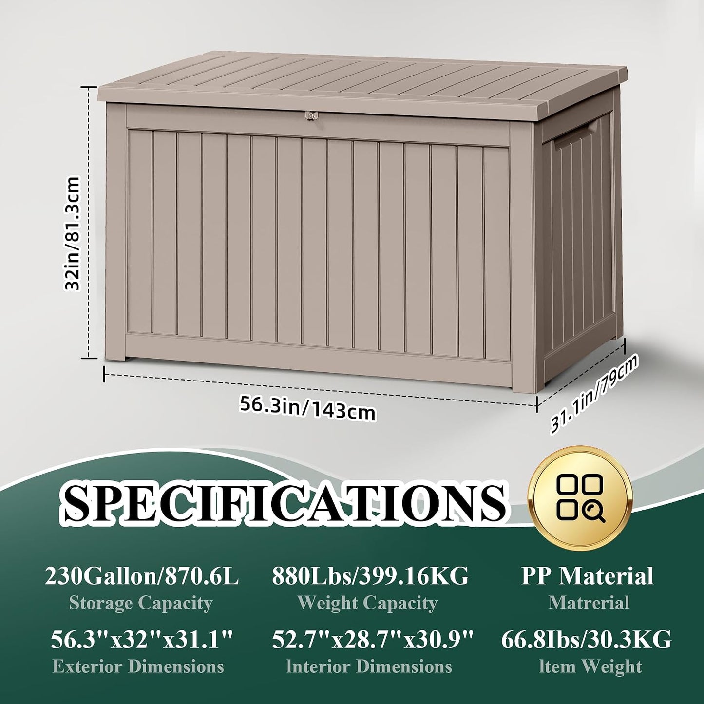 50Gal Outdoor Storage Box Anti-Theft Delivery Box Lockable Deck Box | Heavy-duty UV & weatherproof resin for secure parcel drop, patio cushion storage, garden tools & porch package organization