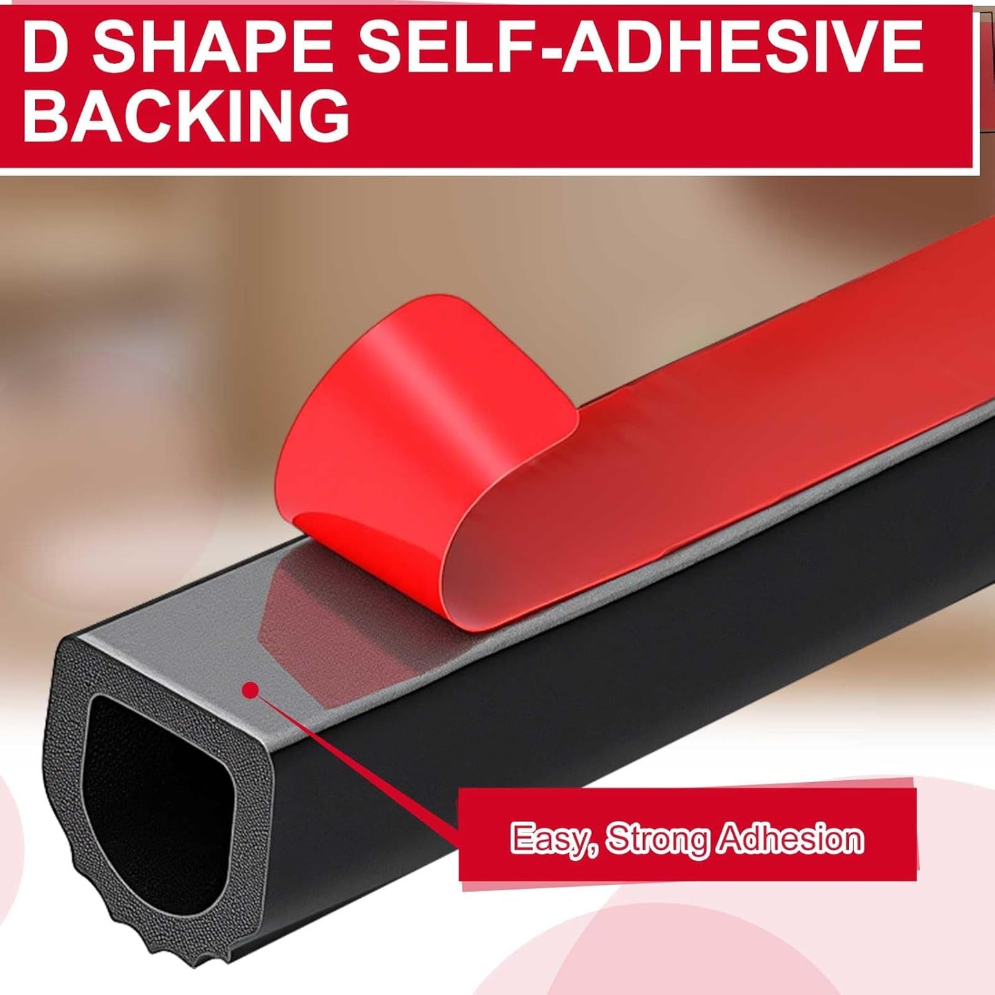 Pangda 13Ft D Shape Rubber Weather Stripping Foam Self-Adhesive EPDM Seal Strip for Noise Reduction Waterproof Dustproof for Cars Boats RVs Windows Doors (3/4" W x 3/4" H)
