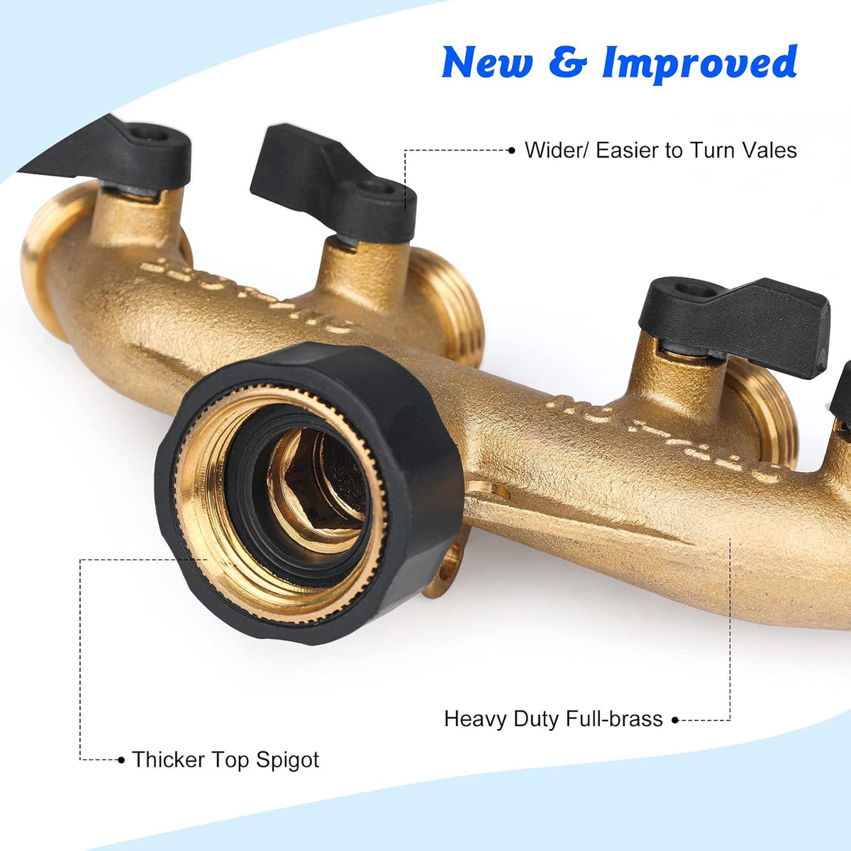 Garden Hose Splitter 2 Way Heavy Duty Brass Connector Tap Y Splitter (2WAY x)
