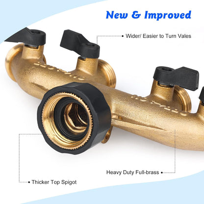 Garden Hose Splitter 2 Way Heavy Duty Brass Connector Tap Y Splitter (2WAY x)
