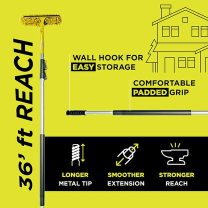 DOCAZOO DOCA Telescoping Pole 7-28 Ft - Extension Pole for Cleaning, Feather Duster, Window Washing Kit, Paint Roller, Window Squeegee - High Reach Extendable Kit for Indoor & Outdoor - Pole Only