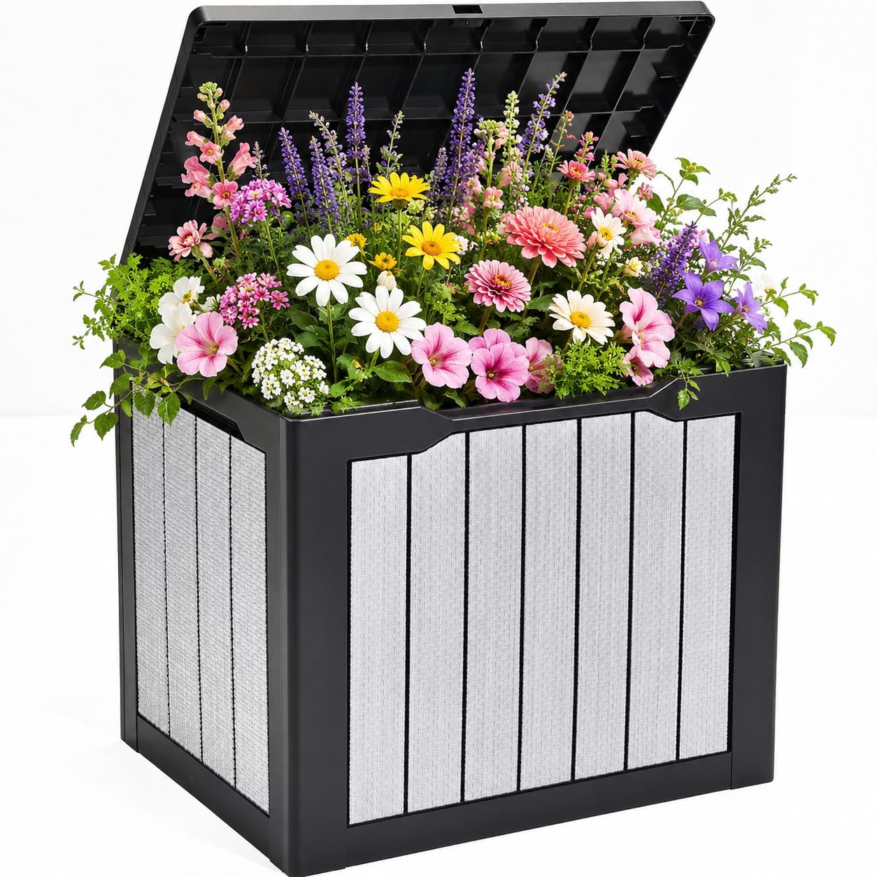 YITAHOME 100 Gallon Large Outdoor Deck Box | Waterproof Resin Storage Box, Lockable Indoor Outdoor Storage Container for Patio Furniture Cushions, Pool Accessories