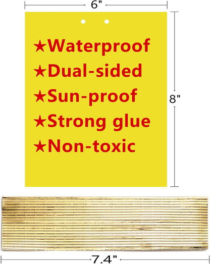 Garutom 20-Pack Dual-Sided Yellow Sticky Traps for Flying Plant Insect Such as Fungus Gnats, Whiteflies, Aphids, Leafminers, etc (6x8 Inches, Included 20pcs Twist Ties)