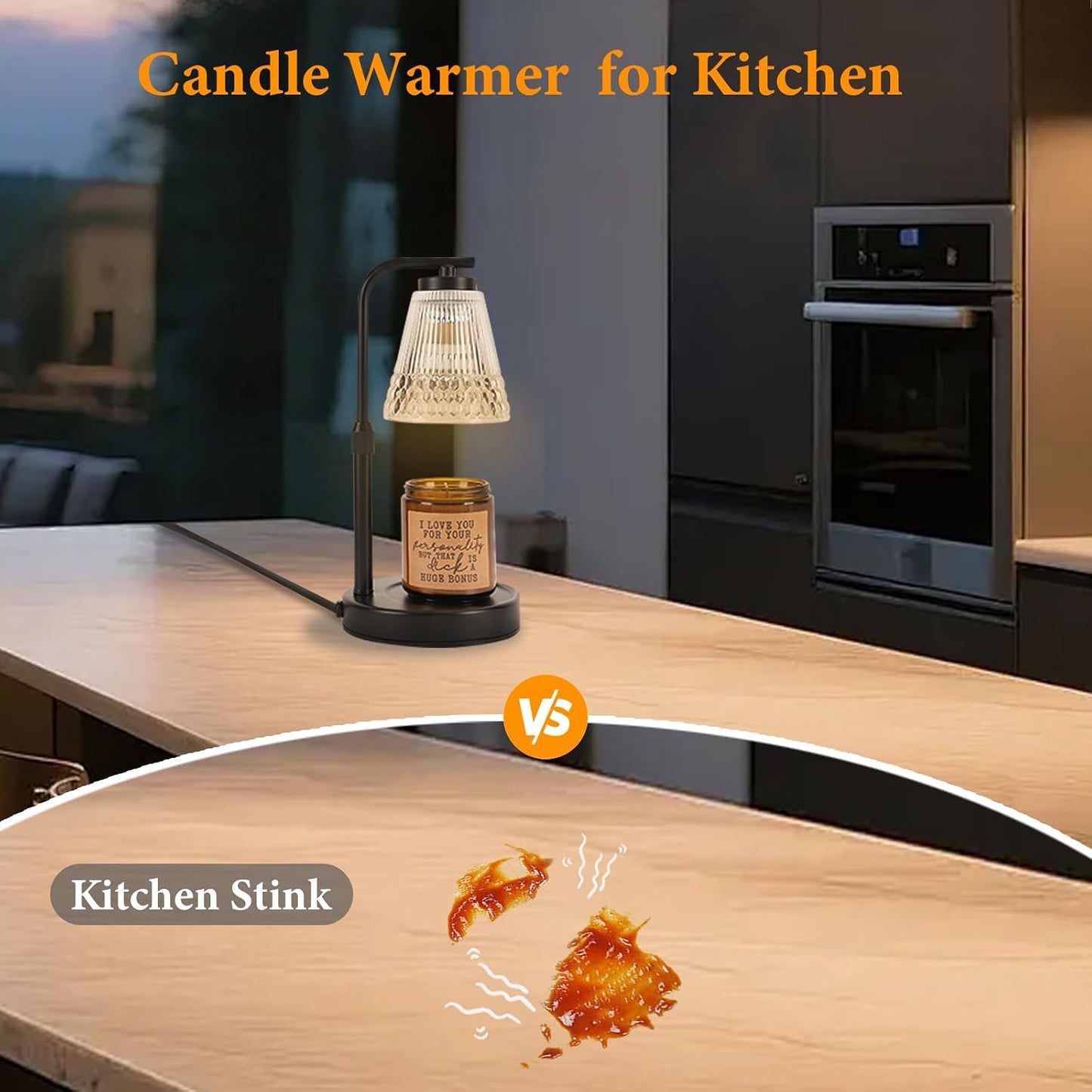Candle Warmer Lamp, Adjustable Height & Dimmable, Candles with Timer, 2H/4H/8H Auto Off, Safe Flameless Night Light for Home Decor, Bedroom, Office, Christmas Birthday Gift for Women & Men