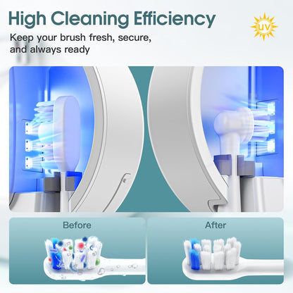 Upgraded Toothbrush Holder with UV & Heated Drying, Smart Tooth brush Holder for Bathroom Accessories, Wall Mounted Toothbrush Organizer Fits Manual and Electric Toothbrushes for Home & Travel