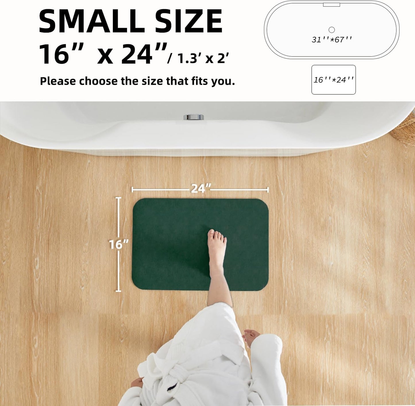 TYUU Bath Mat, Bathroom Rugs Non Slip Washable Thin Absorbent Quick Dry Bath Mat Fits Under Door Bathroom Floor Mat Perfect for Bath, Shower, or Sink 16"x24" Dark Grey