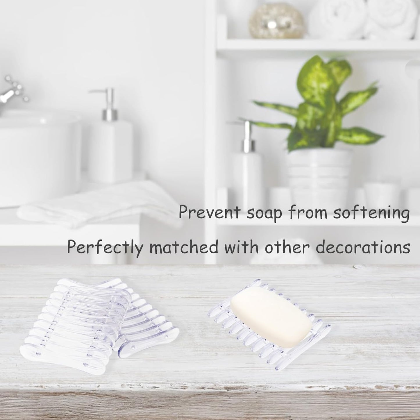 2 Pcs Plastic Bar Soap Holder Soap Tray Non-Slip Soap Saver Self Draining Soap Dish for Bar Soap Clear Soap Dryer for Shower Bathroom Kitchen Restaurant Counter