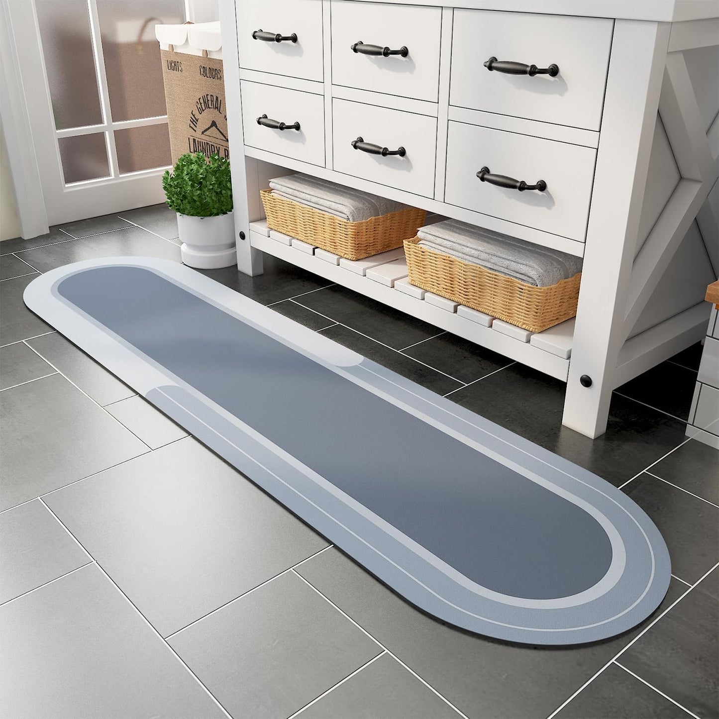 MontVoo Bath Mat - Non Slip, Quick Dry, Stain Resistant Bath Mat Rug for Bathroom Floor - Easy Care Shower Rug for Outside Bathtub - 17"x27" Grey