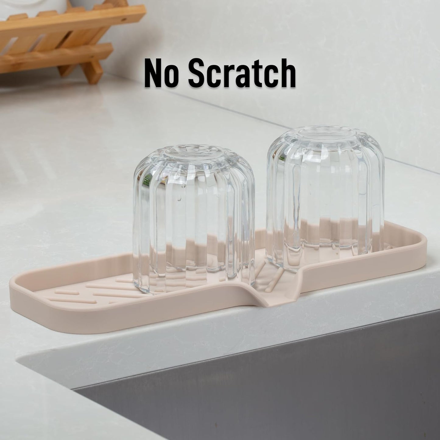 Zulay Kitchen (9x3.5in) Sponge Holder for Kitchen Sink - Flexible Heavy-Duty Multipurpose Sink Caddy - Counter Organizer for Kitchen, Bathroom, Makeup, Trinkets & More! (Grey)