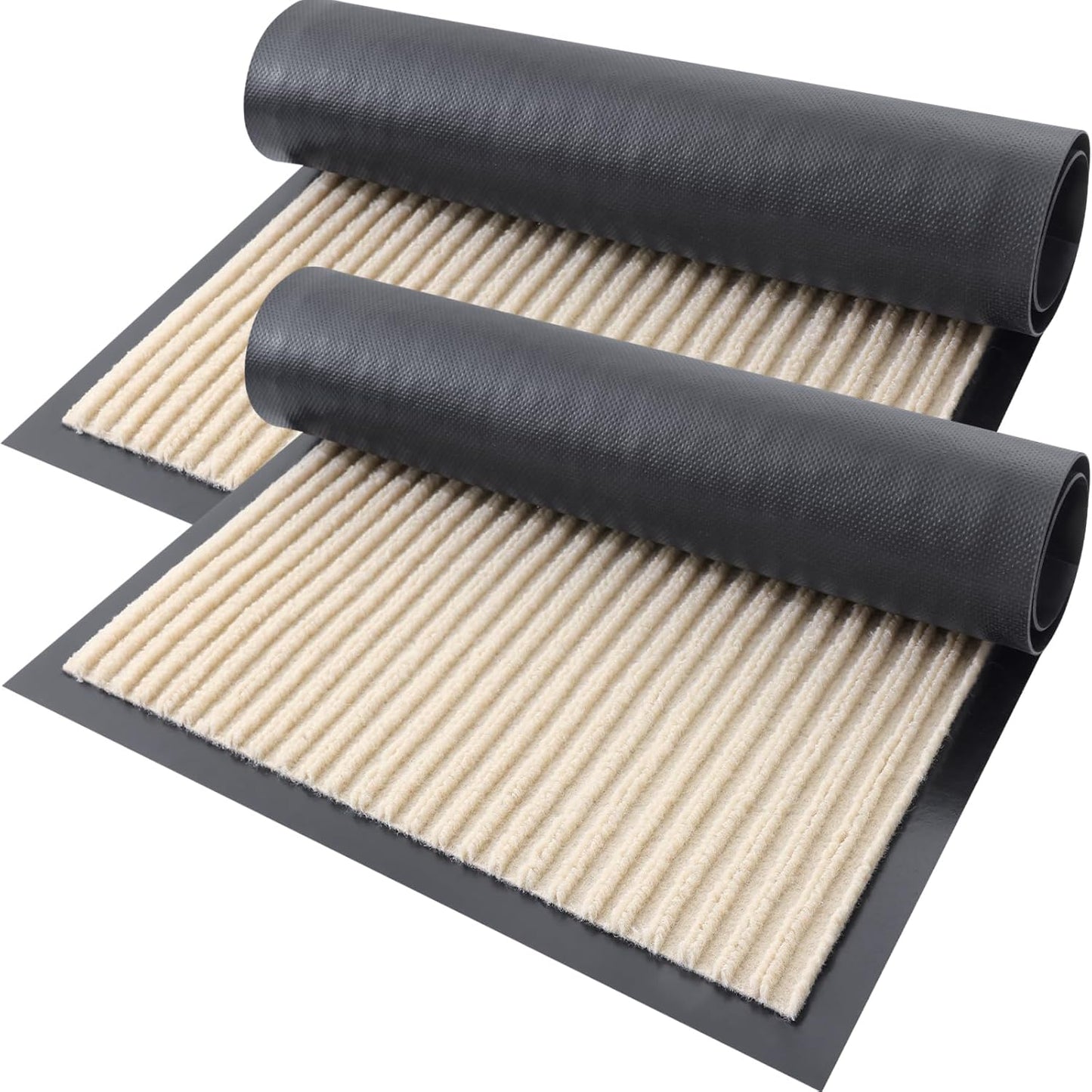 OLANLY Front Door Mat Indoor Outdoor Entrance, 2-Pack 29.5 x 17 Inch, Waterproof Heavy Duty Doormat, Fade Resistant, Low Profile, Easy Clean Patio Porch Welcome Floor Mats for Entry, Grey