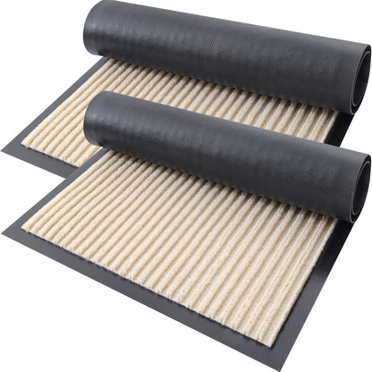 OLANLY Front Door Mat Indoor Outdoor Entrance, 2-Pack 29.5 x 17 Inch, Waterproof Heavy Duty Doormat, Fade Resistant, Low Profile, Easy Clean Patio Porch Welcome Floor Mats for Entry, Grey