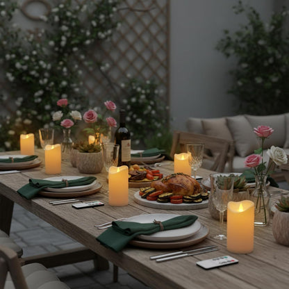 Flameless Candles 4" 5" 6" Set of 3 Outdoor Indoor Ivory Pillars Battery Operated Flickering Candles Include 8-Key Remote Timer Function, Fake Plastic Candles for Wedding, Aniversary, Christmas Decor