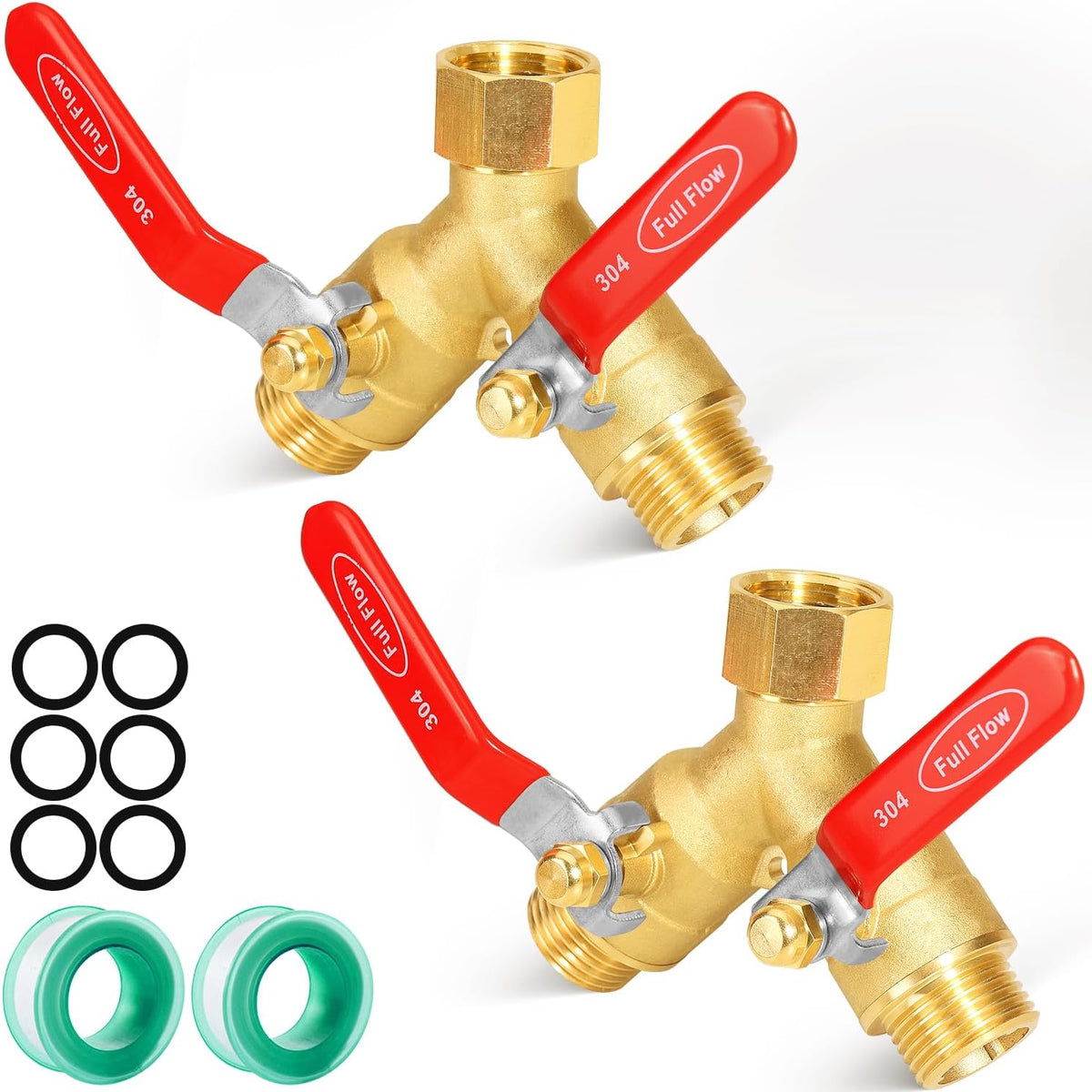 SIGURANTA Garden hose splitter, full-flow, heavy-duty brass 2-way high flow, outdoor faucet Y-valve closure diverter connector, garden hose high-flow diverter adapter. (2-Way Full Flow)