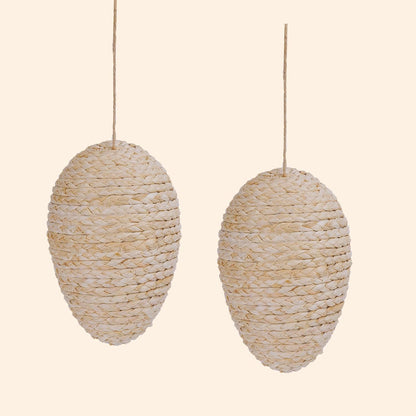 Brownlily Woven Corn Husk Wasp Nest - Sturdy Foam Core Holds Shape, Waterproof Hanging Hornet Deterrent for Patio, Garden, Porch - Rope Woven