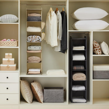 YOUDENOVA Hanging Closet Organizer, 6-Shelf Closet Hanging Storage Shelves, 2 Packs, Grey