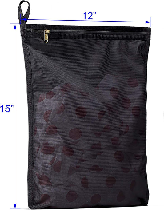 TENRAI 3 Pack (3 Medium) Delicates Laundry Bags, Bra Fine Mesh Wash Bag, Use YKK Zipper, Have Hanger Loops, Zippered, Protect Best Clothes in The Washer (Black)