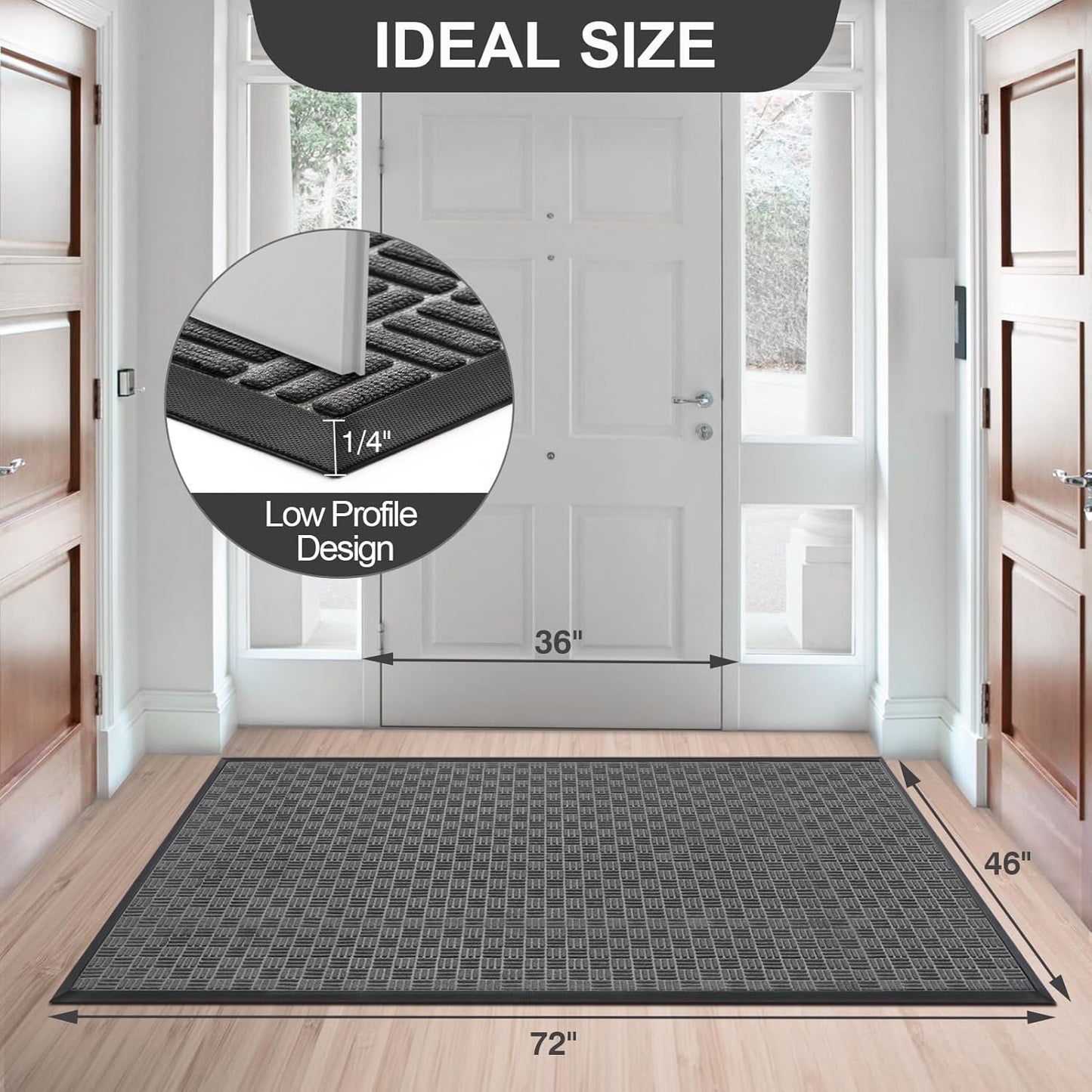 Mibao Front Door Mat, Heavy Duty Durable Welcome Mat for Outdoor Indoor, Dirt Trapper Waterproof Super Absorbent Door Mat for Entryway Outside Patio Porch, 29.5" x 17", Grey