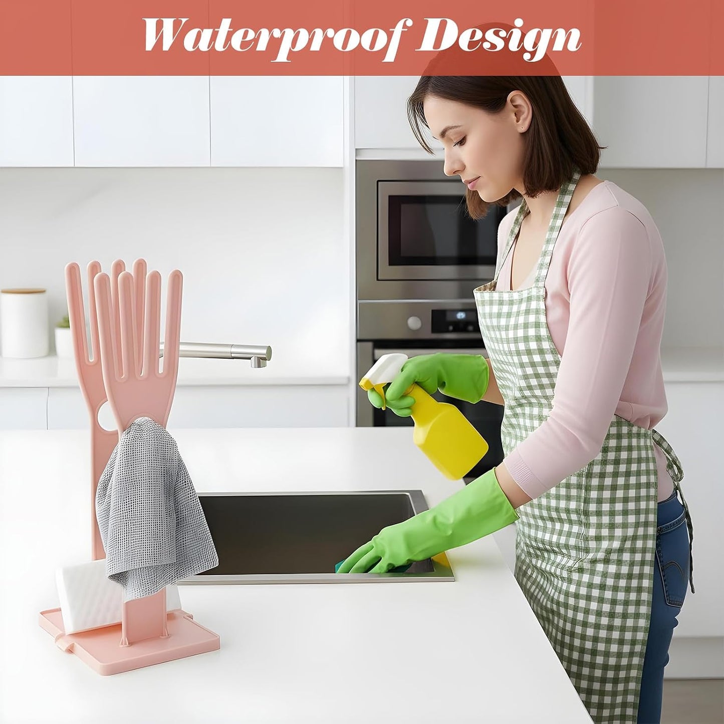 2 Pcs Kitchen Glove Holder, Kitchen Glove Stand Holder Plastic Glover Drying Dryer Rack, Reusable Rubber Dishwashing Gloves Clothes Drying Rack for Dish Gloves and Rags Towel Storage Tool(Blue)