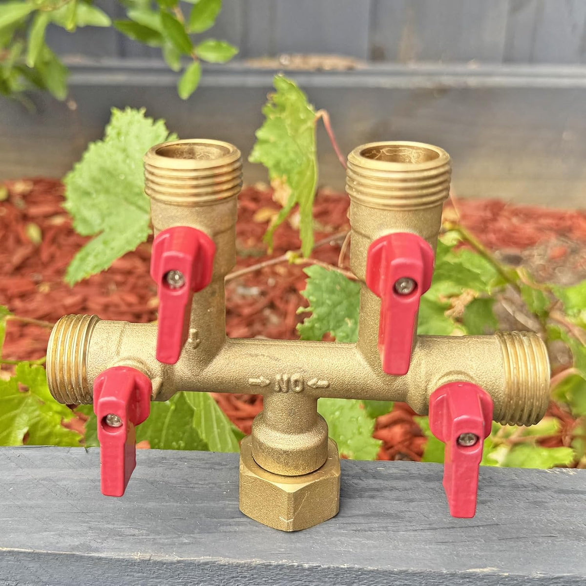 3/4" hose splitter 2 way water splitter male connectors allows you to run 2 hoses, hose quick connectors, hose spigot