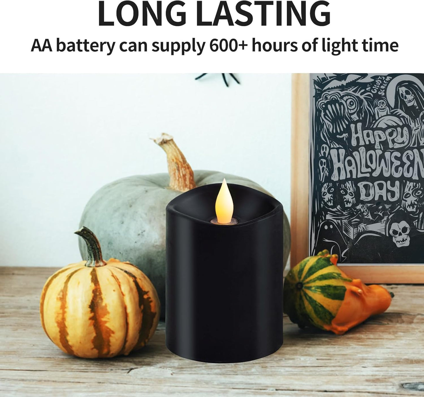 3x3 Flickering Flameless Candles Set of 2, 2AA Battery Life 600 Hours Battery Candles Flickering with Timer,3 inch Flameless Candles with Remote for Indoor/Outdoor, Ivory