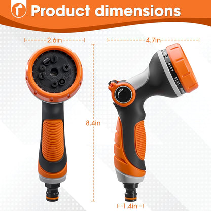 Garden Hose Nozzle,Hose Spray Nozzle with Adjustable 10 Watering Patterns,Slip Resistant High Pressure Water Hose Nozzle Sprayer for Plants & Lawns Watering,Car Washing and Pet Showering