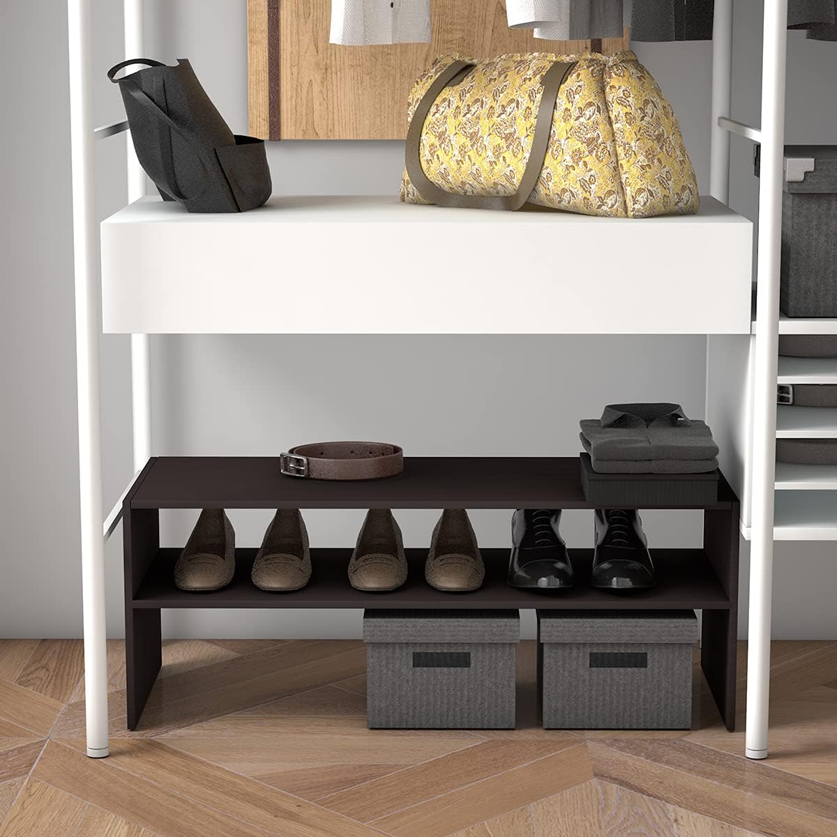 Giantex 3-in-1 Vertical Shoe Rack, 6-Tier Free Standing Shoe Storage Organizer w/Stackable Design for 18 Pairs, 31 Inch Wide Wood Shoe Shelf for Closet, Entryway, Living Room, Office, Brown