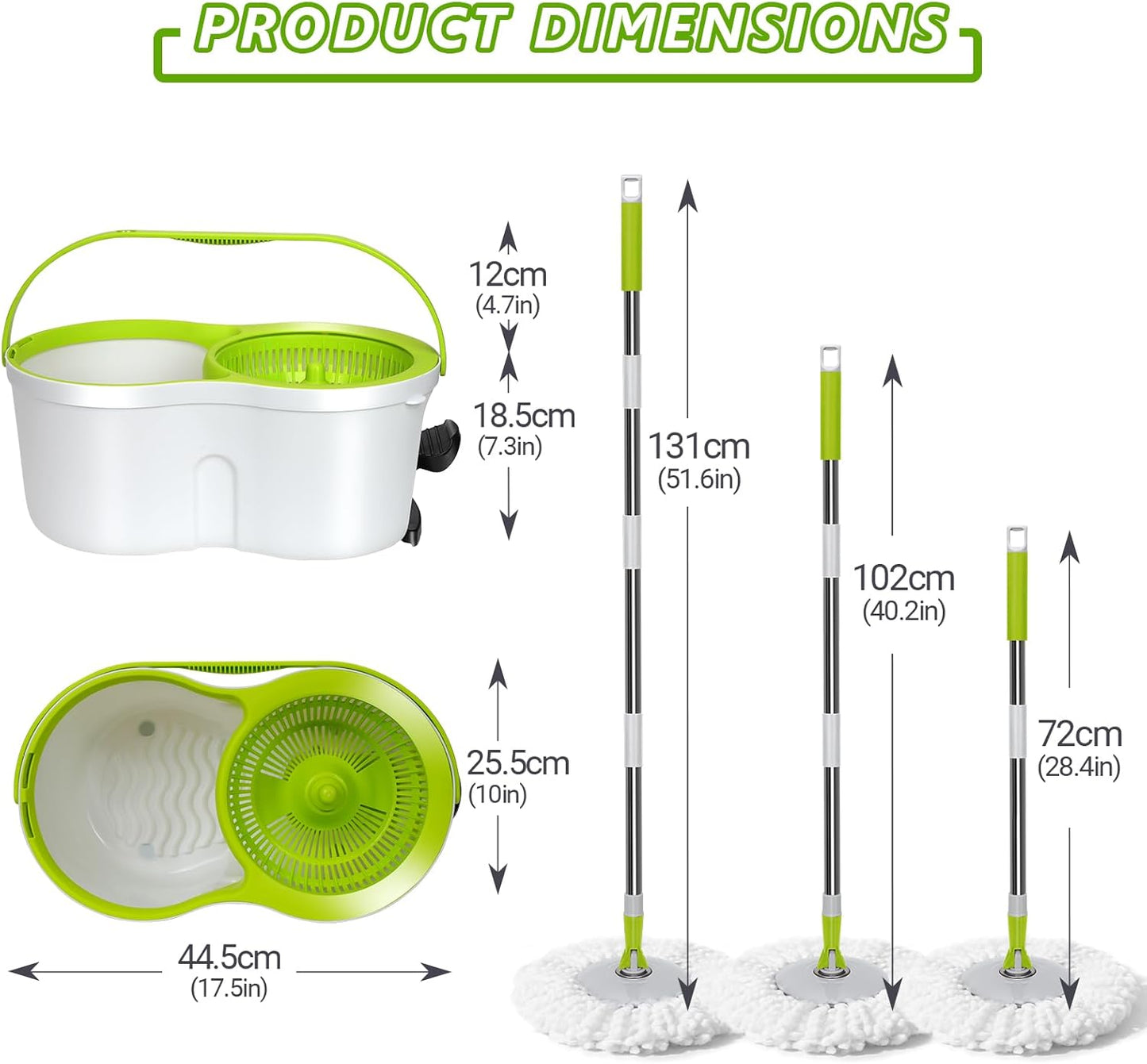 Spin Mop Bucket System,Masthome Pedal Spin Mop and Bucket with Wringer Set,EasyWring Microfiber Mop with 3 Mop Pads,360°Spinning Floor Cleaning System - Home & Office Suitable