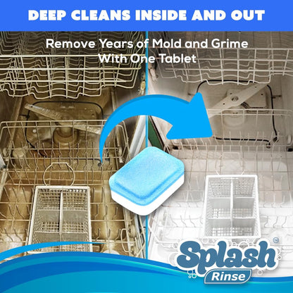 Splash Rinse Dishwasher Cleaner Tablets - Deep Cleaning For All Dishwasher Machine Models