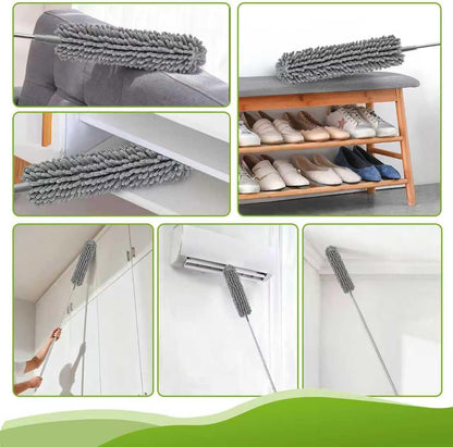 100-inch Duster with Extension Pole, 9-in-1 Cobweb Duster Kit Includes Spider Web Brush & Flat Gap Cleaner for High Ceiling, Fan, Under Appliances, Car, Home Deep Cleaning