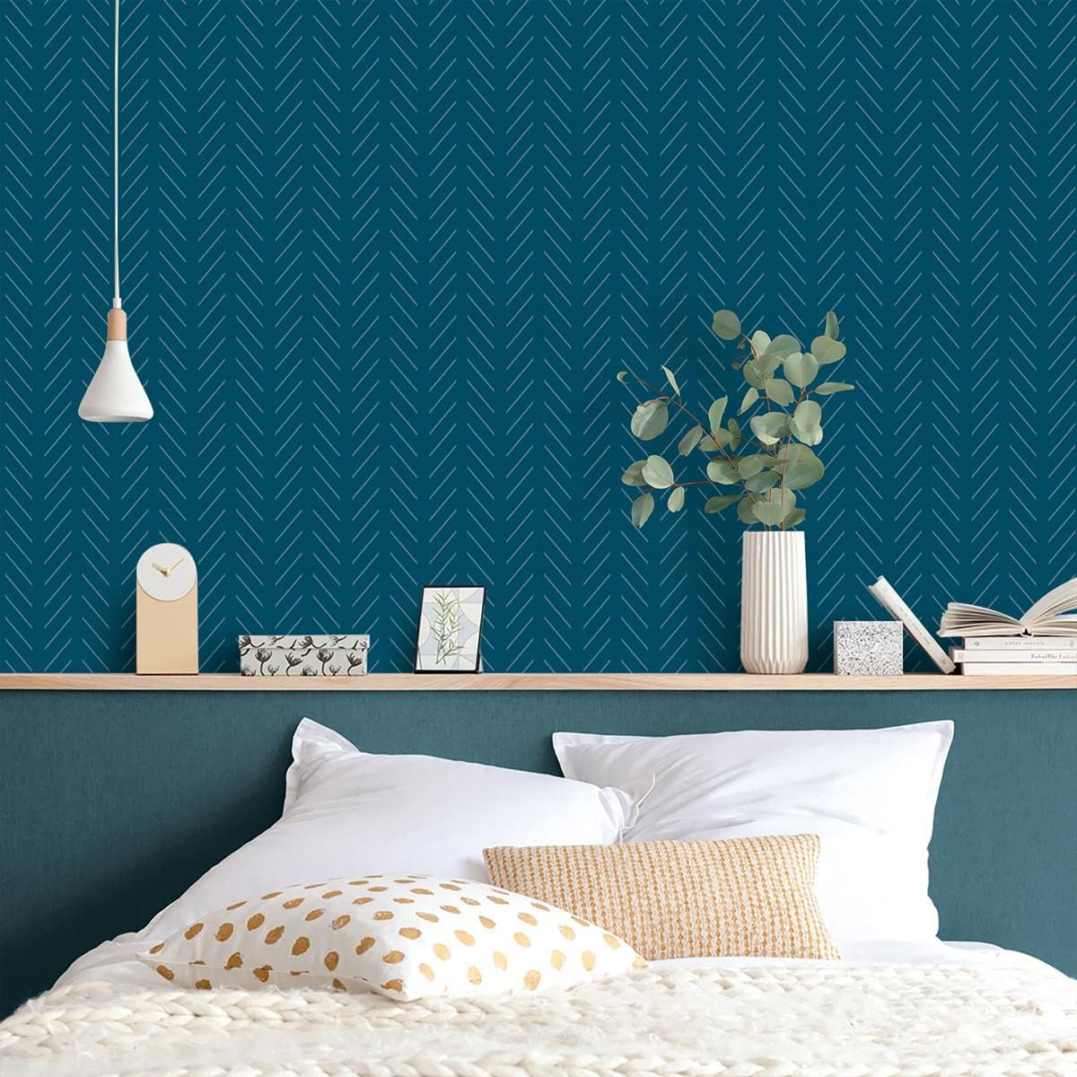 Erfoni Black and White Peel and Stick Wallpaper Modern Herringbone Contact Paper Bathroom 17.7inch x 118.1inch Geometric Removable Wallpaper Peel and Stick Self Adhesive Contact Paper for Accent Wall