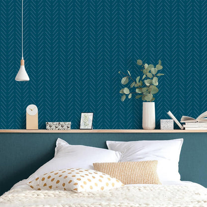 Erfoni Black and White Peel and Stick Wallpaper Modern Herringbone Contact Paper Bathroom 17.7inch x 118.1inch Geometric Removable Wallpaper Peel and Stick Self Adhesive Contact Paper for Accent Wall