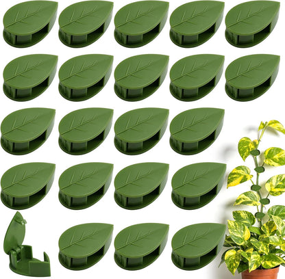60 Pieces Plant Wall Clips with 72 Pieces Self Adhesive Stickers, Leaf Shaped Invisible Vine Clips for Climbing Plants Indoor Outdoor Decoration Cable Management
