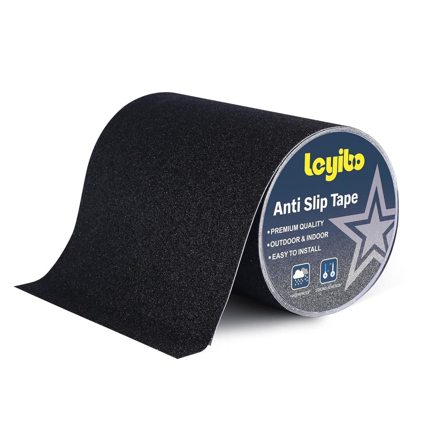 Anti Slip Tape, 12 Inch x 16 Ft Grip Tape for Stairs Outdoor/Indoor, Waterproof Non Skid Roll for Stair Treads Non Slip, High Traction Friction Abrasive Adhesive Stair Steps - Black