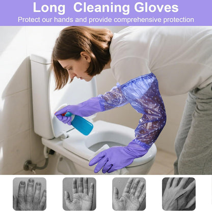 XANGNIER Long Gloves for Cleaning Bathroom,Waterproof Chemical Resistant Gloves Elbow Length,Pvc Full Arm Men & Women Reusable Glove for Gardening,Aquarium,Kitchen,Dishwashing,Household Cleaning,2pair