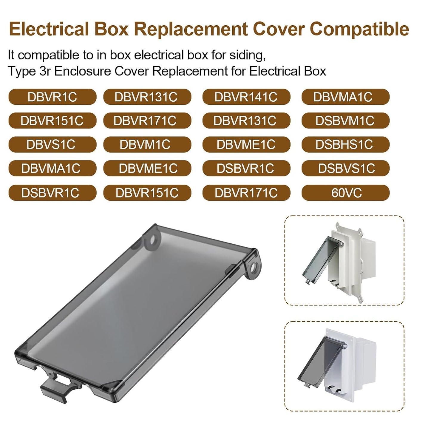 DBVC 1-Gang Vertical Recessed Outdoor Electrical Outlet Box Replacement Cover, Type 3r Enclosure Cover Replacement for Electrical Box DBVR1C/DBVS1C/DBVM1C/60VC Etc Electrical Outlet Box-3PCS