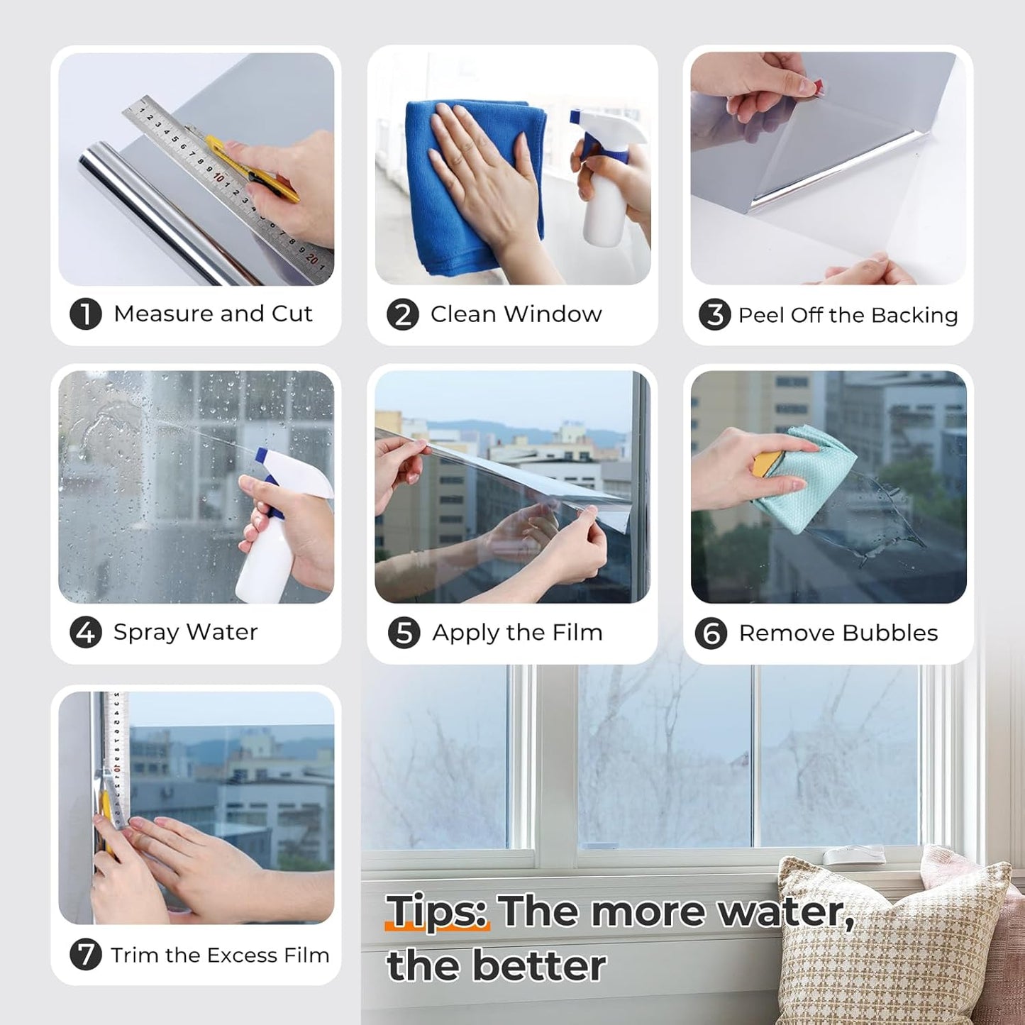 DOWELL Window Privacy Film, Frosted Glass Window Film, Static Cling Non-Adhesive Glass Clings, Sun Blocking Opaque Coverings, Reusable Door Stickers for Bathroom Home Office, Pure, 17.5" x 78.7"