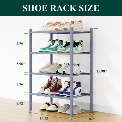 Smiry Bamboo Shoe Rack, 3 Tier Free Standing Wooden Shoe Organizer, Stackable Wood Shoe Storage Shelf for Closet, Entryway, 12 Vertical Slats, 2+1 Stack Standard Legs, 26.8"x11"x19.5", Natural