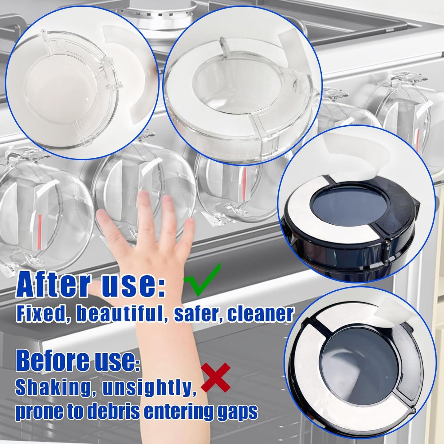 5 Pairs Transparent Tape for Stove Knob Safety Covers, No Wobbling, Strong Acrylic Adhesive, Heat-resistant, Remove Without Leaving Any Trace for Child Proof Stove Knob Covers - Universal Fit