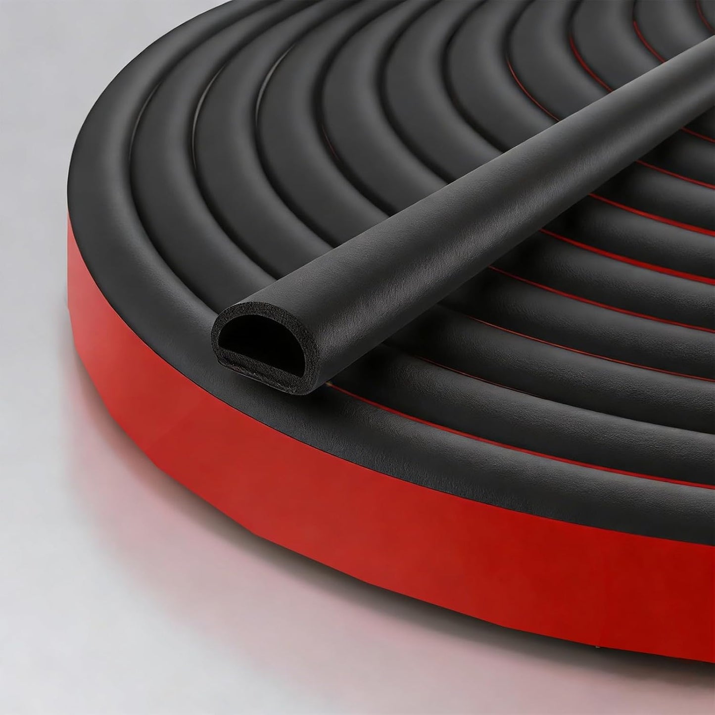 Silicone Weather Stripping Door Seal, 20FT Self Adhesive D Shaped Door Seal Strip for Door Frame, Door Insulation Strip Window Seal, W:1 in; H:1 in; 20Feet