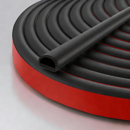 Silicone Weather Stripping Door Seal, 20FT Self Adhesive D Shaped Door Seal Strip for Door Frame, Door Insulation Strip Window Seal, W:1 in; H:1 in; 20Feet