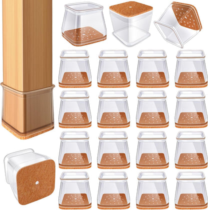 VIUME 24 Pcs Chair Leg Floor Protectors for Hardwood Floors Silicone Covers Felt Pads Furniture Leg Caps Anti-Scratch Reduce Noise Fit (1-5/16" to 2")
